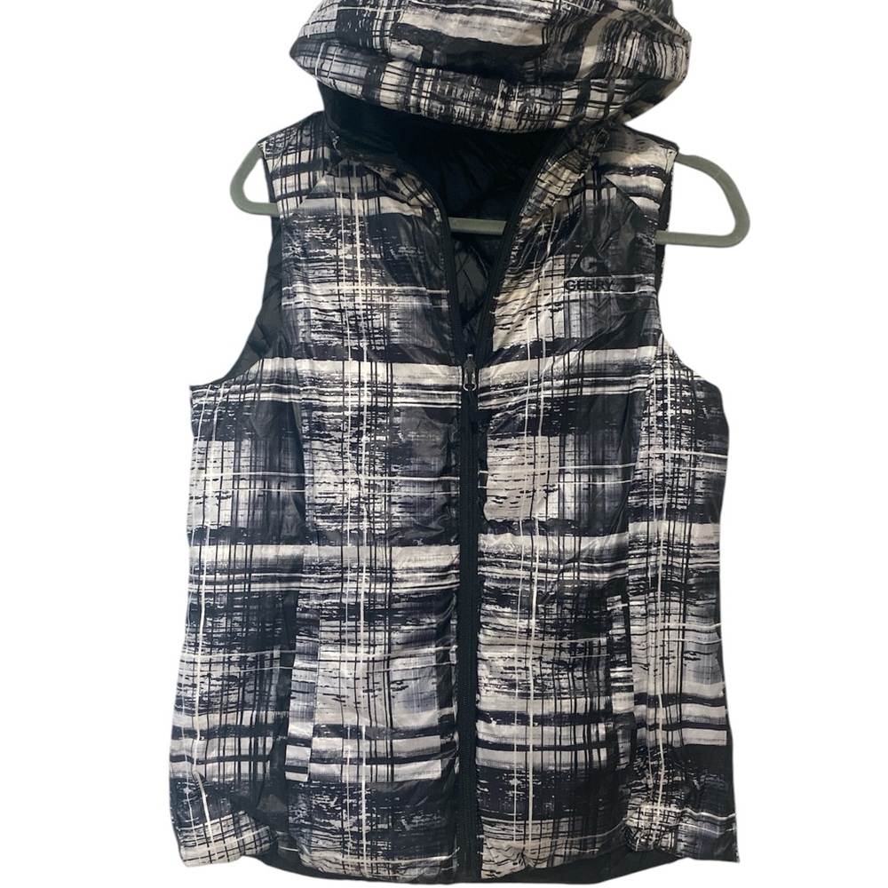 Black and White Plaid Puffer Vest
